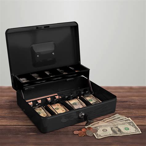 metal dollar bill holder lock box|Cash Box – Locking Steel Petty Cash Safe with Coin .